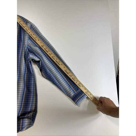 TOMMY BAHAMA Blue Striped Cotton Long Sleeve Sport‎ Button Down Shirt Men's Med - Picture 9 of 11